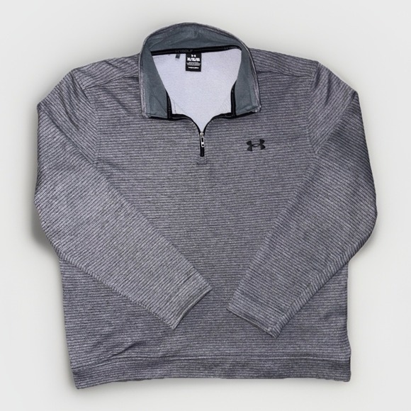 Under Armour Other - Under Armour Golf Storm Sweater Mens XL Grey Striped 1/4 Zip Pullover